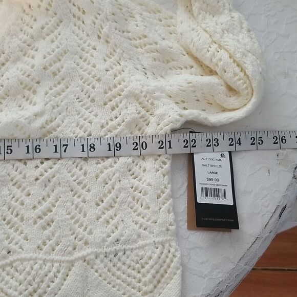 FRYE Open Knit Pointelle Ruffle Cardigan CREAM NWT - Picture 16 of 17
